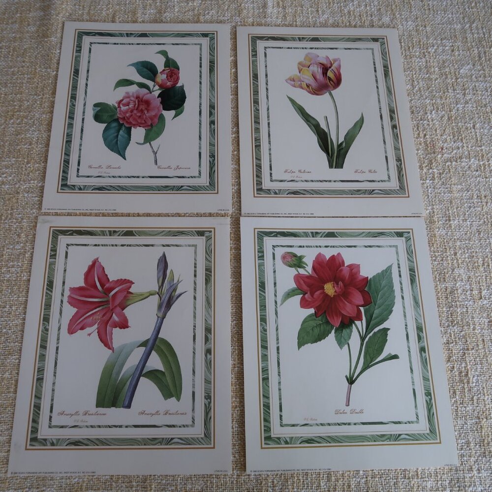 Five 1990 Scafa-Tornabene Art Prints Pink Florals